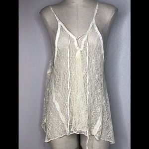 Ecote lace floral see-through sleeveless S